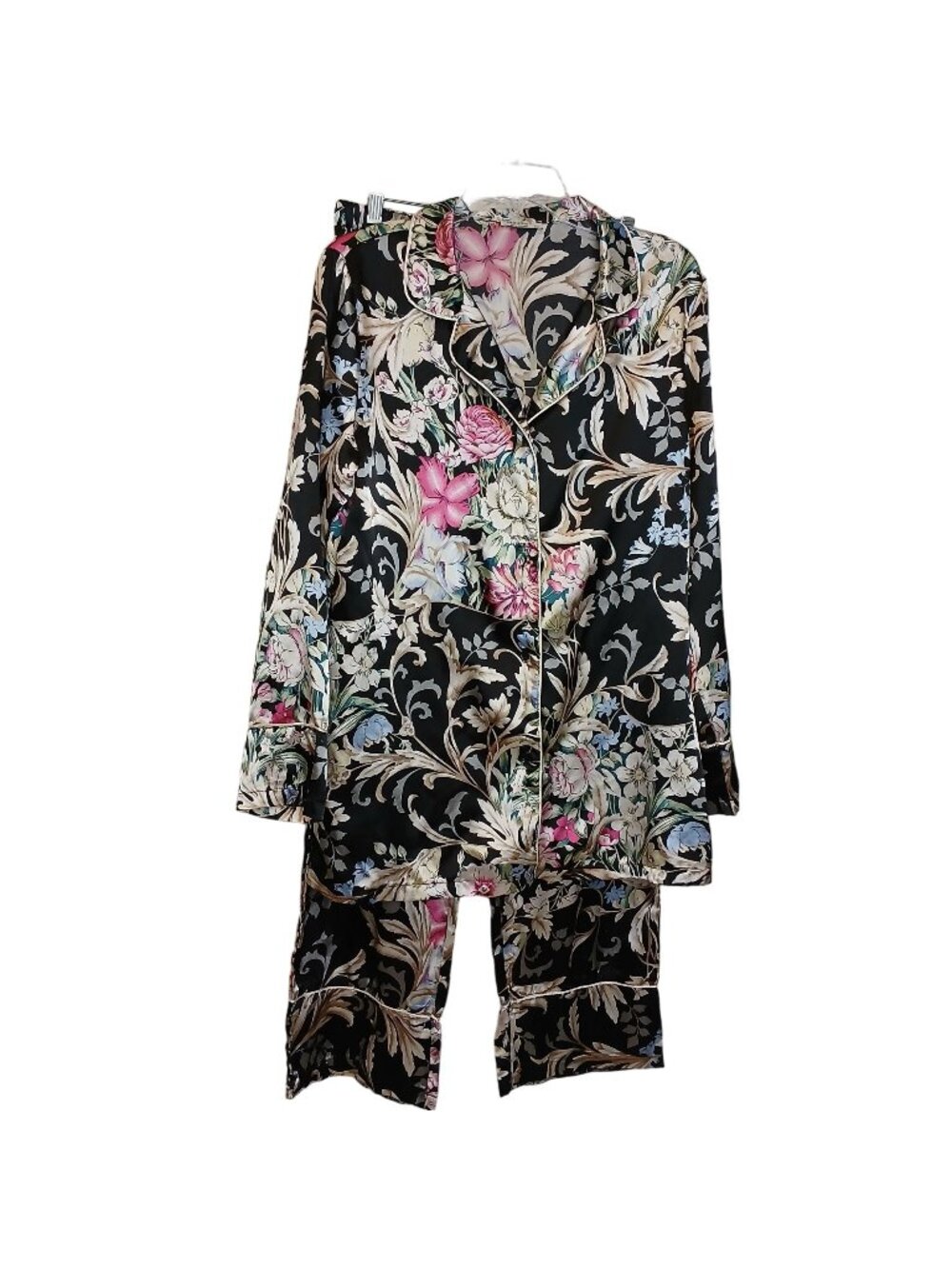 Ekouaer Womens XXL Floral Pajama Set 95% Terylene 5% Spandex Satin Floral #I-8